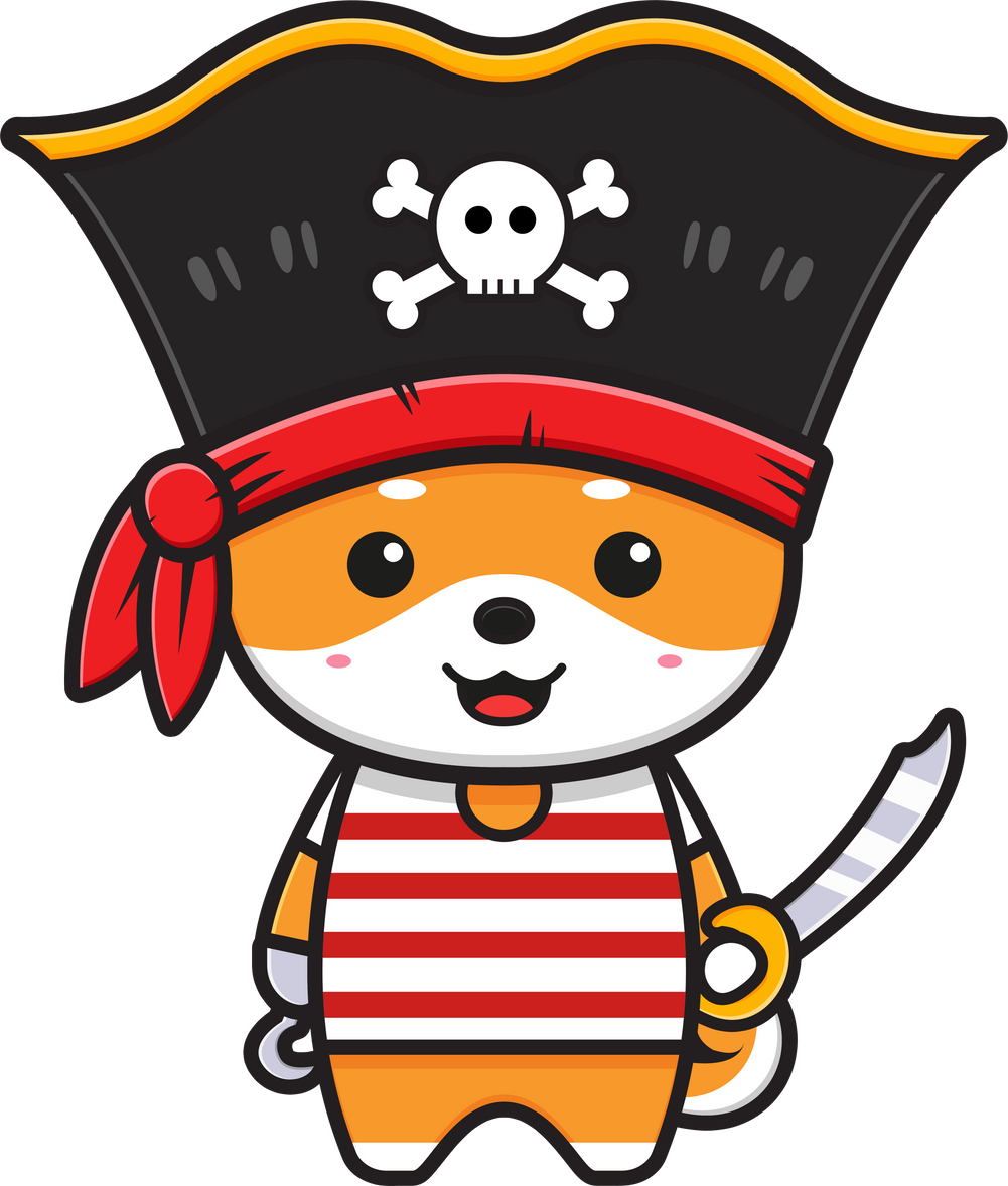 Cute Shiba Pirates Illustration